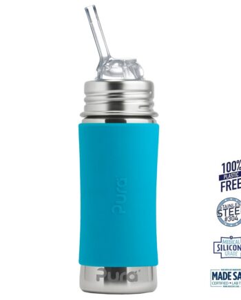 Pura  Kiki Straw Baby Sutteflaske    Mdr  Aqua 325ml Fast Flow