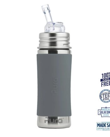 Pura  Kiki Straw Baby Sutteflaske    Mdr  Grey 325ml Fast Flow