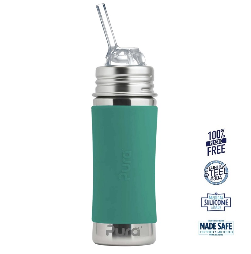 Pura Kiki Straw Baby Sutteflaske Mdr Mint 325ml Fast Flow