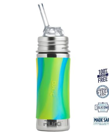 Pura  Kiki Straw Baby Sutteflaske    Mdr  Mint   Moss   Aqua 325ml Fast Flow