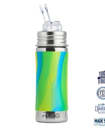 Pura  Kiki Straw Baby Sutteflaske    Mdr  Mint   Moss   Aqua  325ml Fast Flow