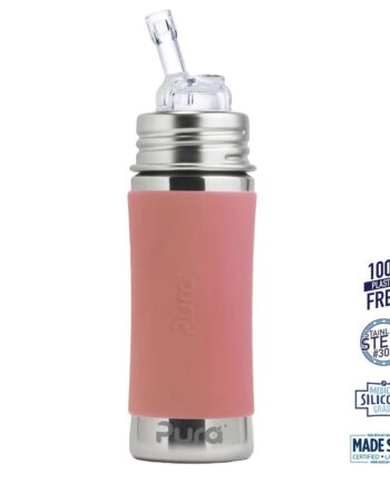 Pura  Kiki Straw Baby Sutteflaske    Mdr  Rosa 325ml Fast Flow