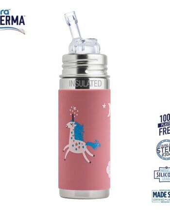 Pura  Therma Kiki Straw Baby Sutteflaske    Mdr  Enhjørning 260ml Fast Flow