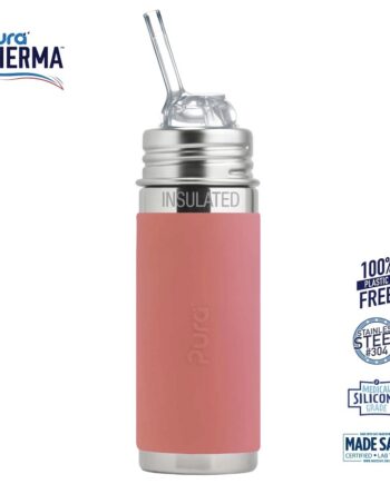 Pura  Therma Kiki Straw Baby Sutteflaske    Mdr  Rosa 260ml Fast Flow