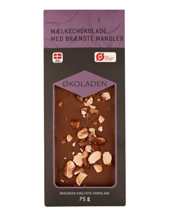 økoladen økologisk Mælkechokolade Brændte Mandler