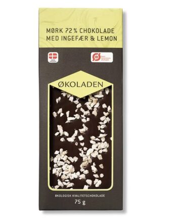 økoladen økologisk Mørk 72  Chokolade Ingefær   Lemon