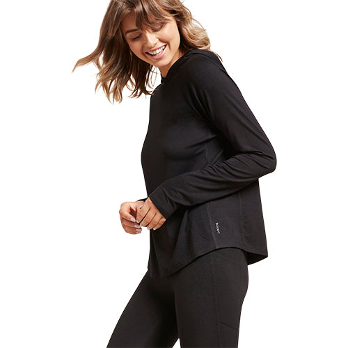 Boody Womenâ Long Sleeve Hooded -shirt Black Str Xs