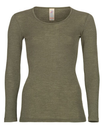Engel Natur Langærmet Bluse  Uld Silke  Olive  Str  42 44