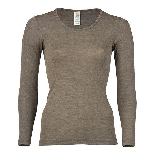 Engel Natur Langærmet Bluse  Uld Silke  Walnut  Str  46 48