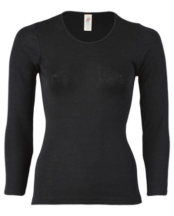 Engel Natur Langærmet Bluse  Uld Silke  Black  Str  38 40