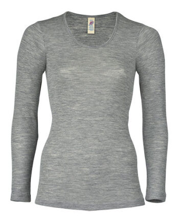 Engel Natur Langærmet Bluse  Uld Silke  Light Grey  Str  34 36