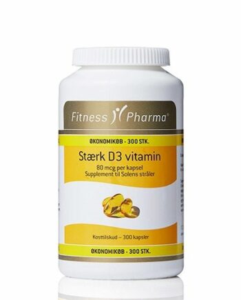 Stærk D3 Vitamin Fitness Pharma 300 Kapsler