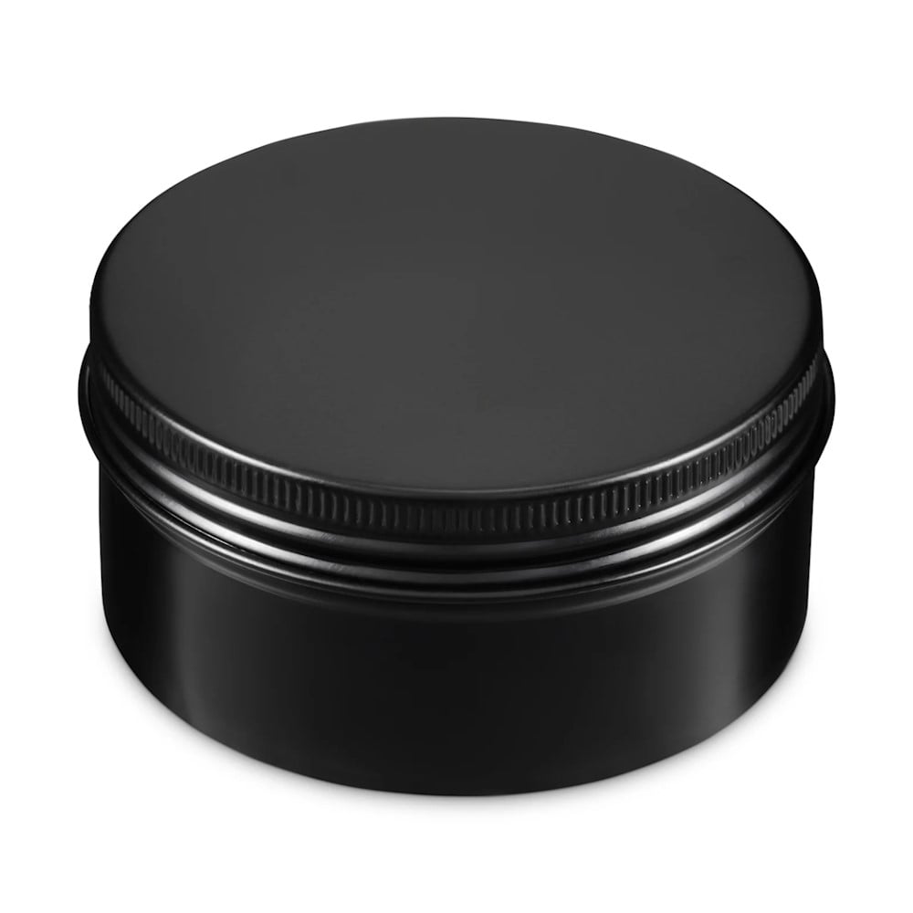 Aluminiumsbøtte 250 Ml Sort  Skruelåg Med Skumgummipude  Indvendig Lak Hedenhus Diameter 90 Mm  Højde 45 Mm