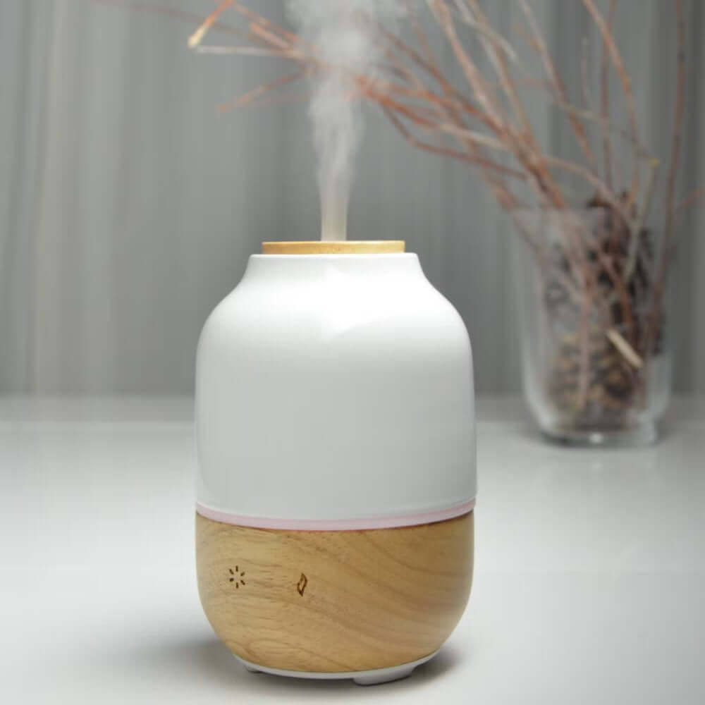 Aroma Diffuser Til æteriske Olier 50 Mâ  Lydløs Drift  Fsc Træ  Keramik  Led-lys Hedenhus Purisia Automatisk Stop  Kold Diffusion