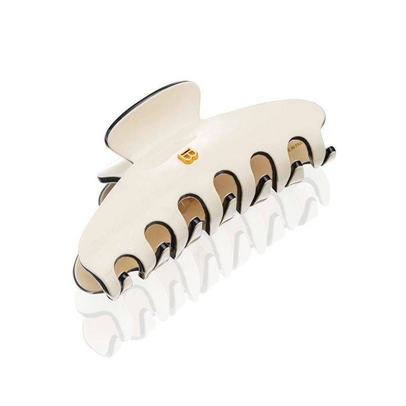Balmain Cellulose Acetate Pince Cheveux Large White Black