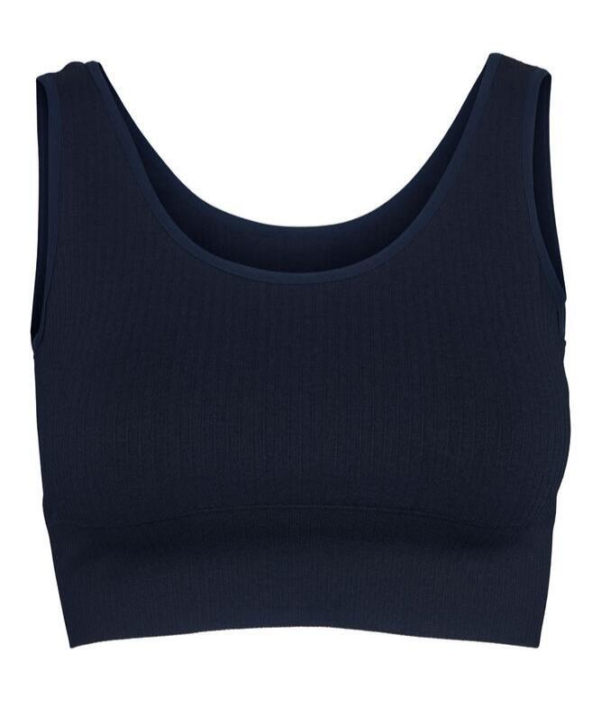 Bella Beluga Ribbed Cropped Top  Navy
