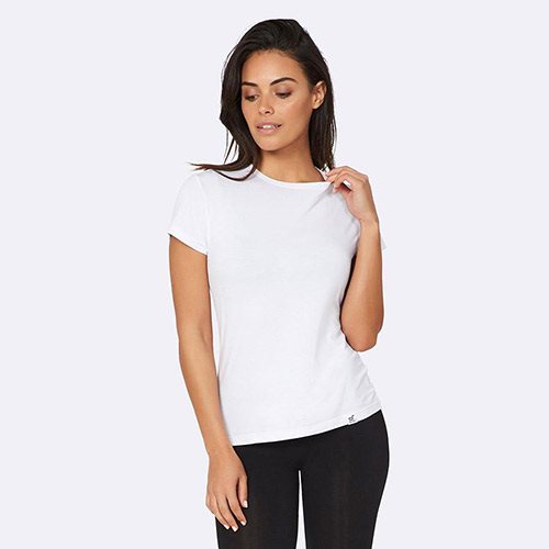Boody  -shirt Dame Hvid Str    Rund Hals  1stk