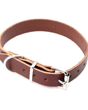 Brunt Hunde Halsbånd   Læder  Halsrem 16 Mm   45 Cm