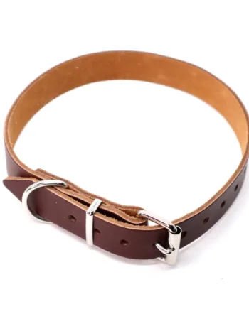 Brunt Hundehalsbånd   Læder  Halsrem 16 Mm   40 Cm