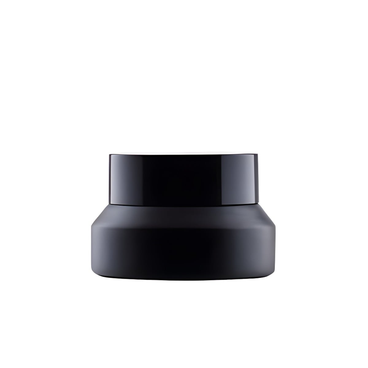 Cremebøtte   Sort Glas 15 Ml Med Sort Plastiklåg  Skumpude Hedenhus Tæt Lukning  Velegnet Til Salve Og Creme  ø50mm  H34mm