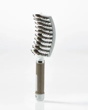 Curved Paddle Brush Hårbørste Med Vildsvinehår Hvid
