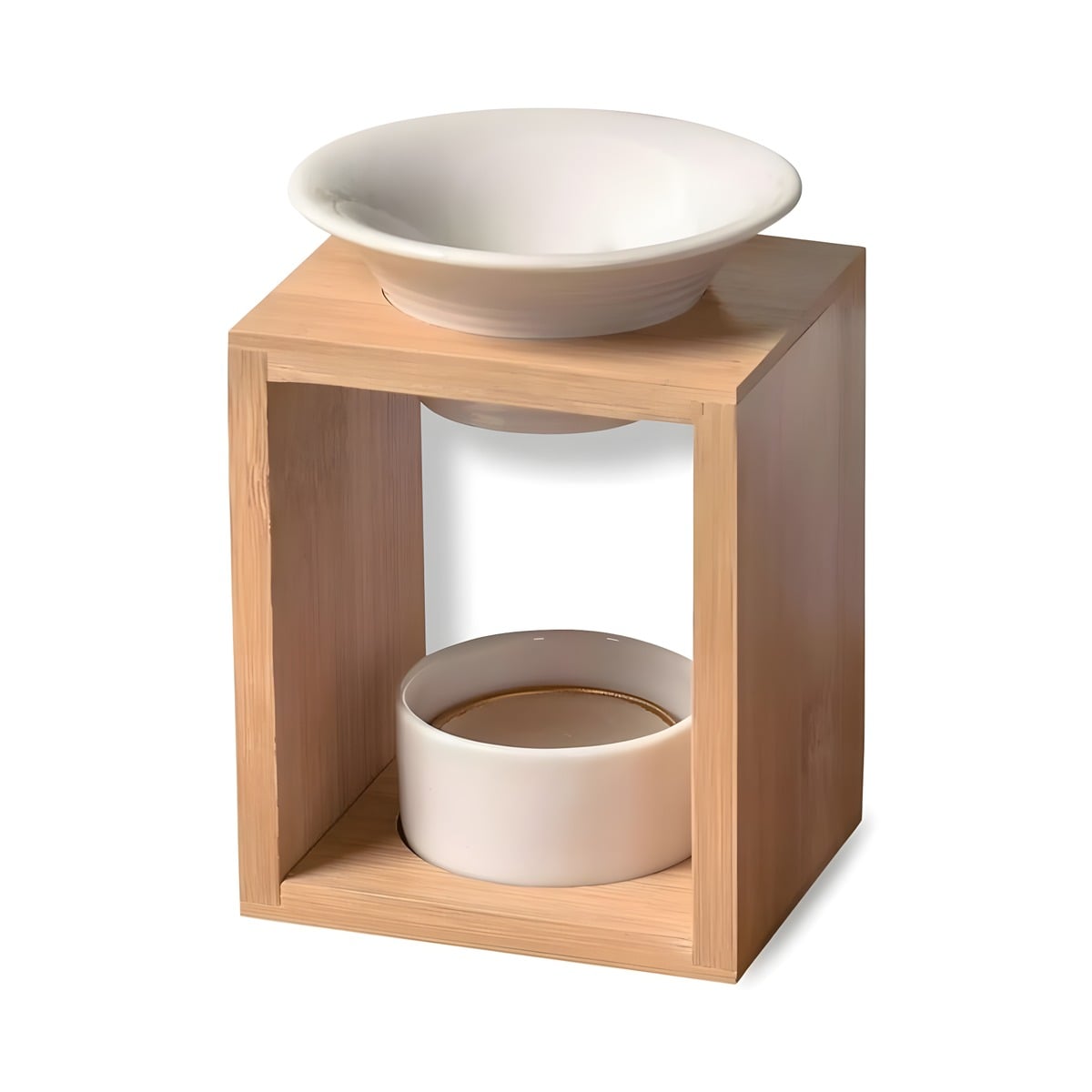 Diffuser Til æteriske Olier Og Duftvoks 55 Ml Bambus Og Keramik Hedenhus Arina Minimalistisk  Håndlavet  Brandsikker Base