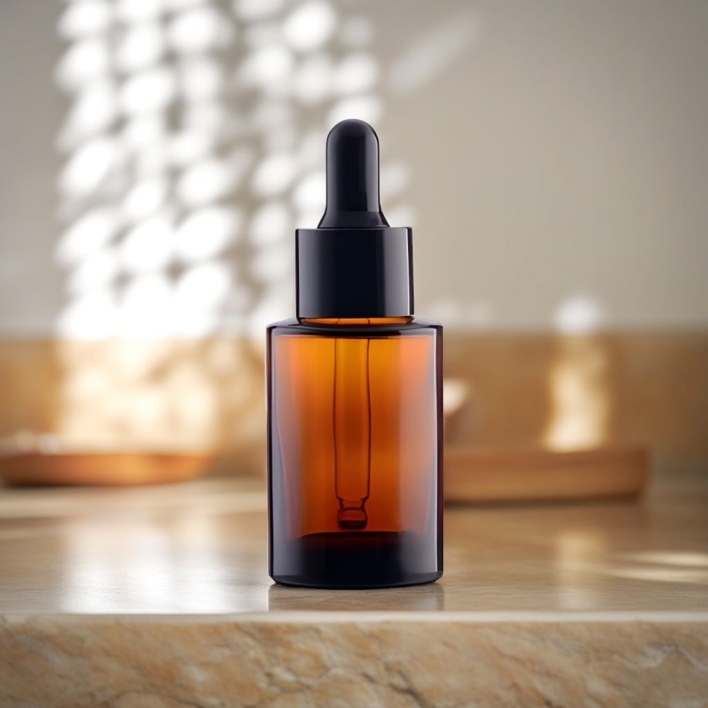 Flaske Med Låg 30 Ml Brun Glas  Sort Pipettelåg      Cm Høj      Cm Diameter Hedenhus Robust Glas  Nem Dosering