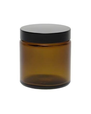 Glas Bøtte 120 Ml Brun Med Sort Låg  Kartonpude Hedenhus Perfekt Til Creme  Lotion  Tæt Lukning      Cm Høj      Cm