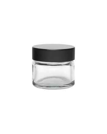 Glas Bøtte 15 Ml Klar Med Sort Skruelåg Og Tætningspude Hedenhus Til Cremer  Lotions    40 Mm    37 Mm