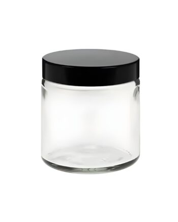 Glas Bøtte 120 Ml Klar Med Sort Skruelåg  Rund Form  Tætningspude Hedenhus Til Cremer  Lotions  Tæt Lukning