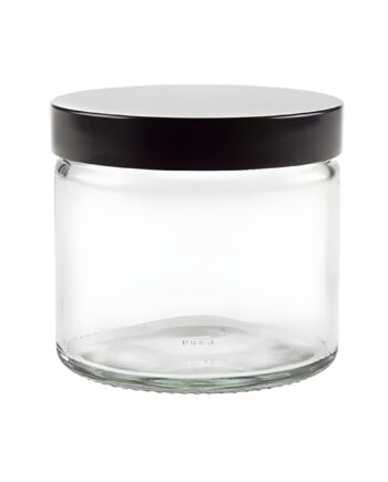 Glas Bøtte 250 Ml Klar Med Sort Skruelåg  Tæt Lukning      Cm Høj      Cm Diameter Hedenhus Perfekt Til Cremer Og Lotions