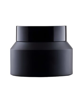 Glas Creme Bøtte 50 Ml Sort Glas Med Sort Plastlåg  Skumpude    60 Mm  Højde 47 Mm Hedenhus Tæt Forsegling