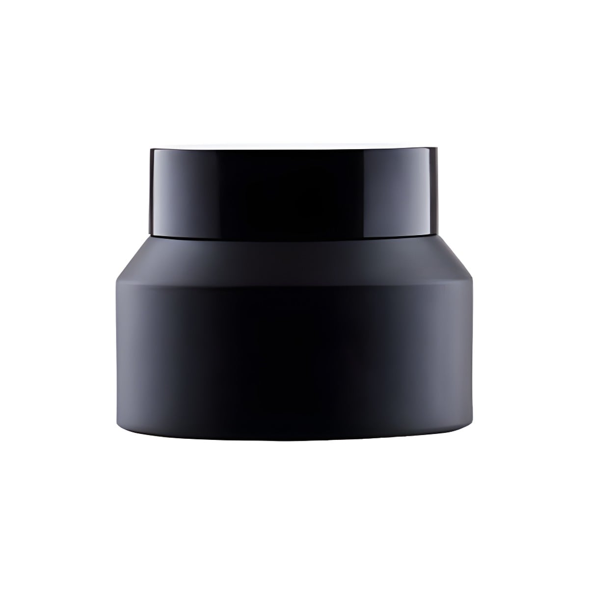 Glas Creme Bøtte 50 Ml Sort Glas Med Sort Plastlåg Skumpude 60 Mm Højde 47 Mm Hedenhus Tæt Forsegling