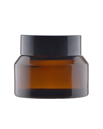 Glas Cremebøtte 30 Ml Brun Med Sort Plastlåg  Skumpude For Tæt Lukning Hedenhus Velegnet Til Kosmetik  Salver
