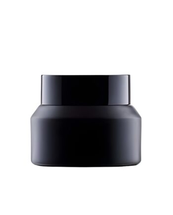 Glas Cremebøtte 30 Ml Sort Med Sort Plastlåg  Tætsluttende Skumpude Hedenhus Velegnet Til Salve  Kosmetik
