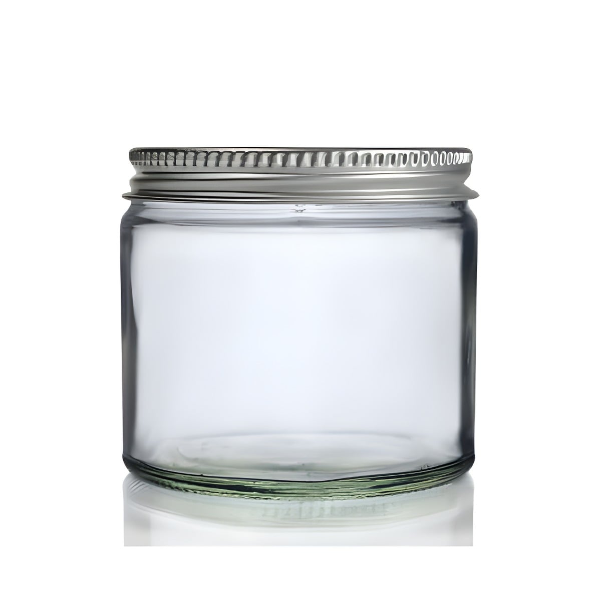 Glas Krukke 250 Ml Med Aluminiumslåg  Klar Glas  Tætlukkende Skumpude Hedenhus Velegnet Til Cremer  Salver    7x8   Cm