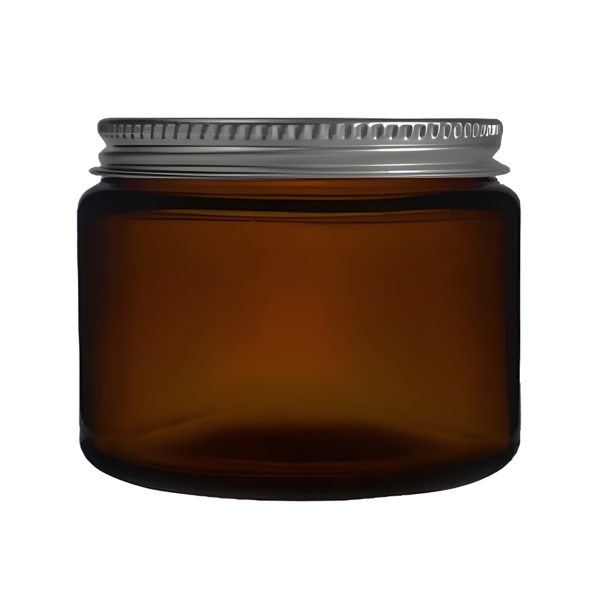 Glasbøtte 500 Ml Brun Med Aluminiumslåg  Skumpude   Låg  86 Mm Høj  110 Mm Diameter Hedenhus Til Cremer Og Salver