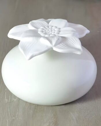 Keramisk Diffuser Hvid Med Gipsblomst Og Væge Hedenhus Blomsten Naturlig Aromaafgivelse  Elegant Design