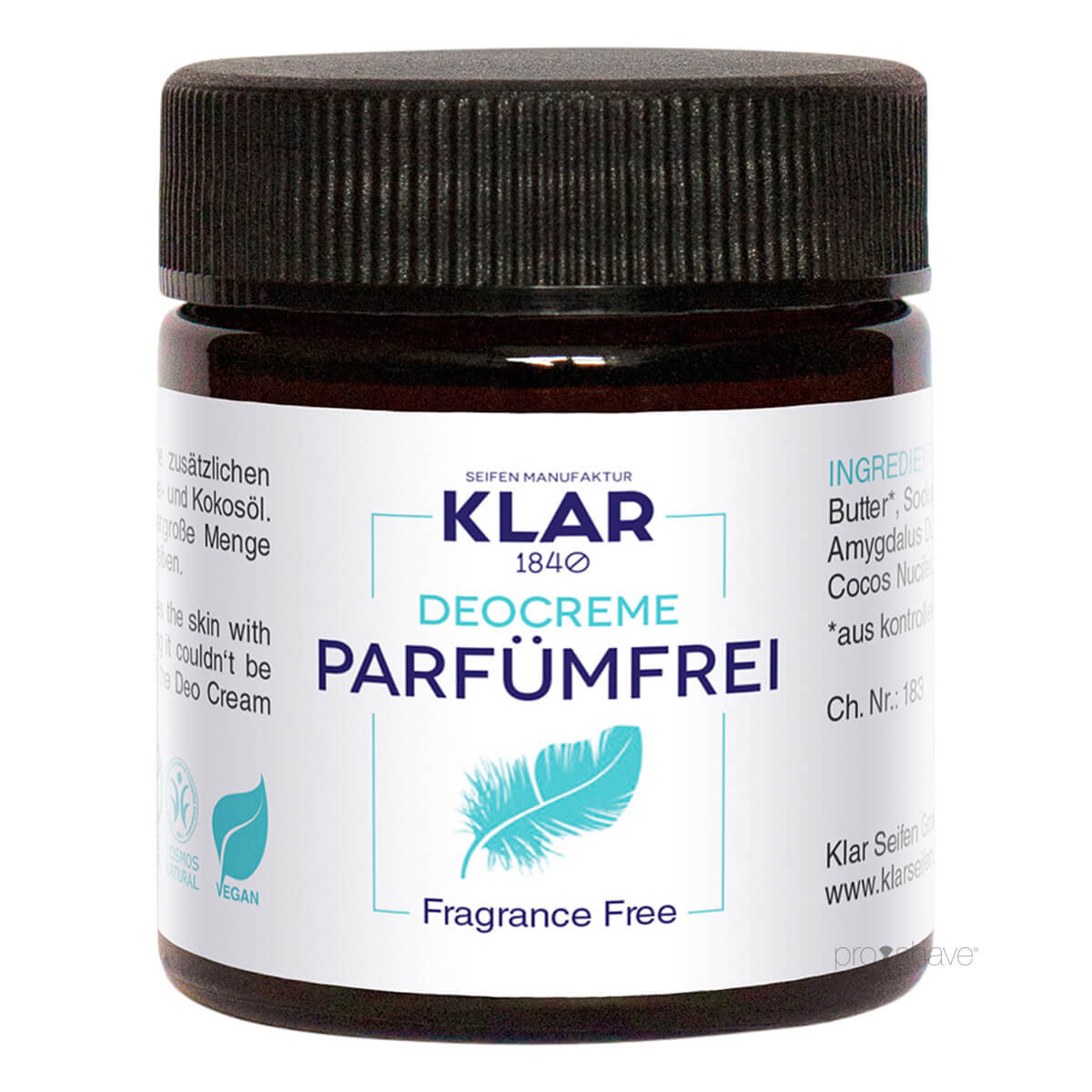 Klar Seifen Deodorant Creme  Parfumefri  30 Ml