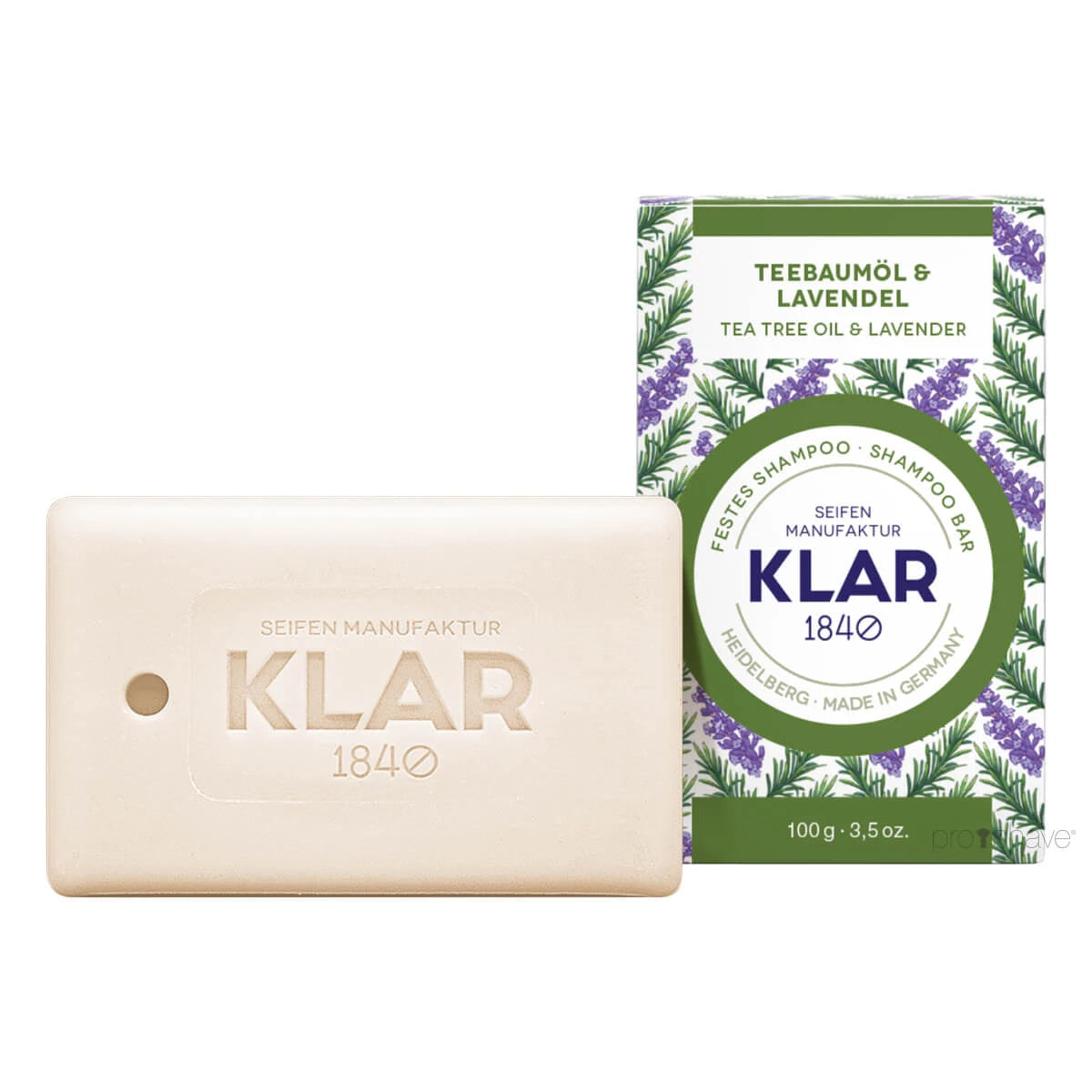 Klar Seifen Shampoo Bar  Tea Tree Oil   Lavendel  100 Gr