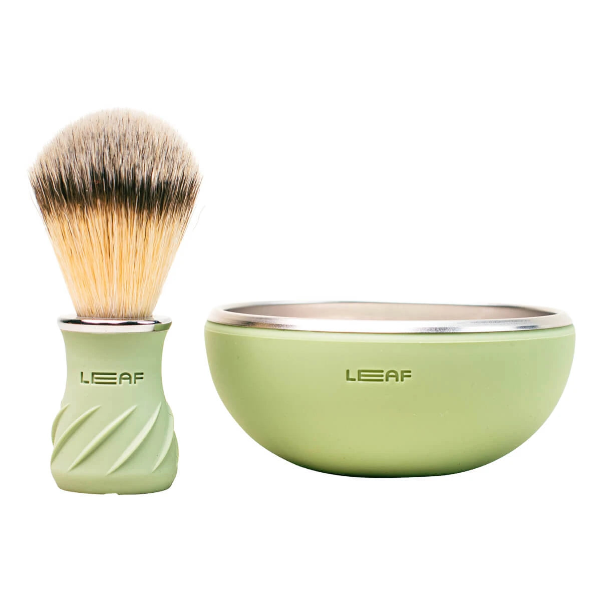 Leaf Shave Sæt Med Barberkost   Barberskål  Grøn