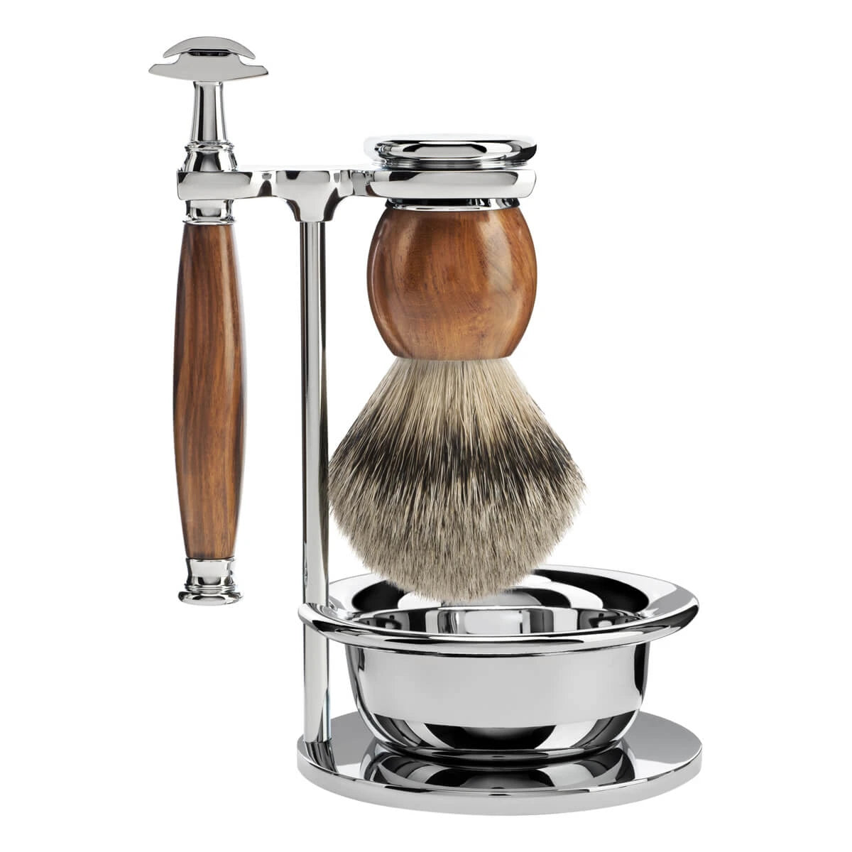Mühle Shaving Barbersæt Med De-skraber  Barberkost  Holder Og Skål  Sophist  Ironwood