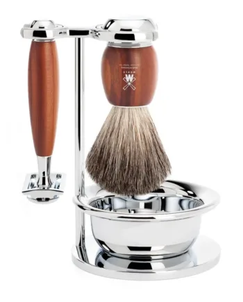 Mühle Shaving Barbersæt Med De-skraber  Barberkost  Holder Og Skål  Vivo  Blommetræ