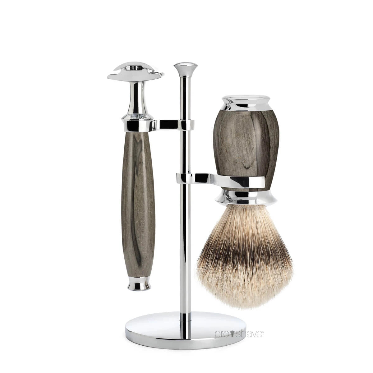 Mühle Shaving Barbersæt Med De-skraber  Barberkost Og Holder  Purist  Grained Beech