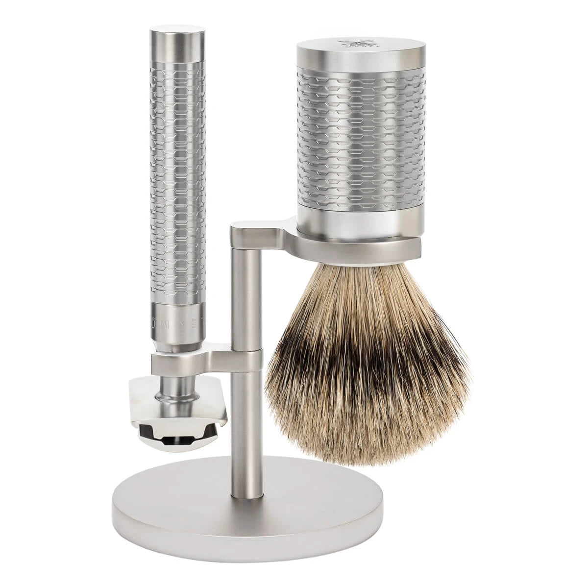 Mühle Shaving Barbersæt Med De-skraber  Barberkost Og Holder  Rocca  Rustfrit Stål Mat Finish