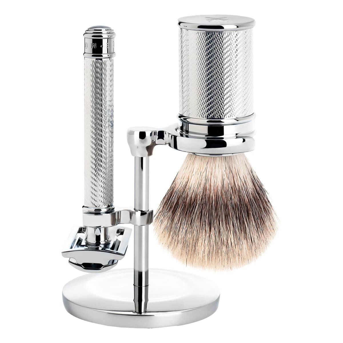Mühle Shaving Barbersæt Med De-skraber  Barberkost Og Holder  Traditional  Krom