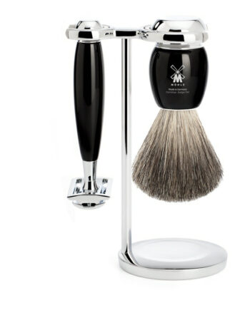 Mühle Shaving Barbersæt Med De-skraber  Barberkost Og Holder  Vivo  Sort Kunstharpiks
