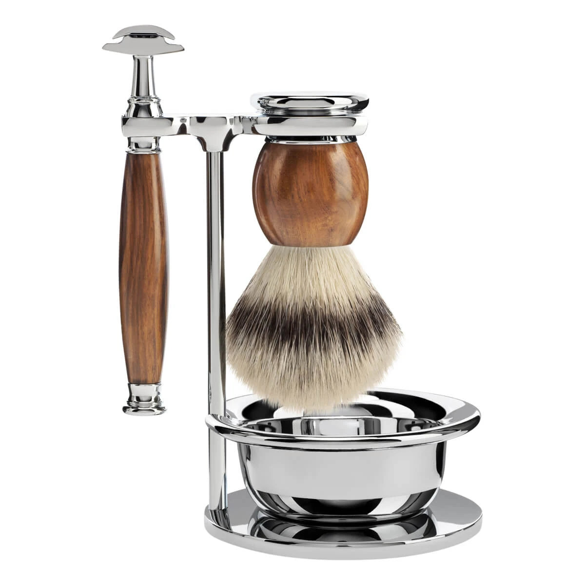 Mühle Shaving Barbersæt Med De-skraber  Fibre Barberkost  Holder Og Skål  Sophist  Ironwood