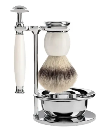 Mühle Shaving Barbersæt Med De-skraber  Fibre Barberkost  Holder Og Skål  Sophist  Porcelæn