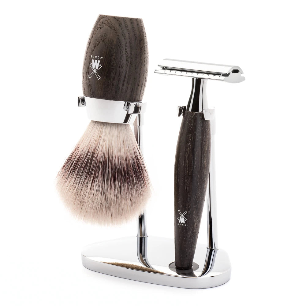 Mühle Shaving Barbersæt Med De-skraber Fibre Barberkost Og Holder Kosmo Moseeg
